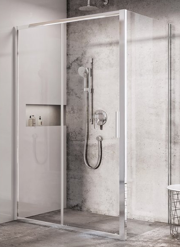 Ravak Blix Slim BLSPS-90 ścianka prysznicowa 90 cm stała czarny mat/szkło przezroczyste X9BM70300Z1