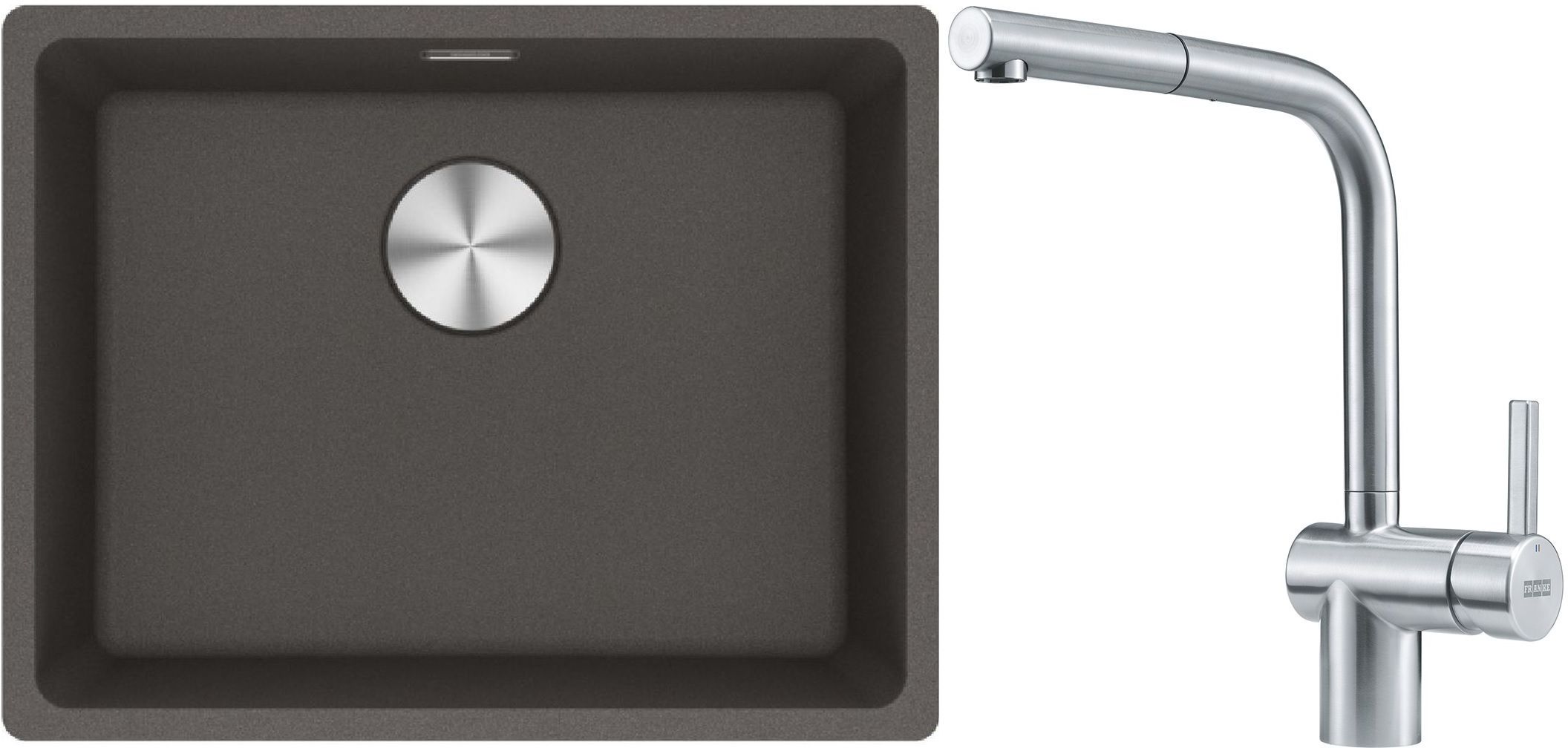 Franke Maris MRG 110-52 zlewozmywak granitowy 55,3x43,3 cm łupkowy szary z baterią kuchenną Atlas stal szlachetna (1250716375, ...