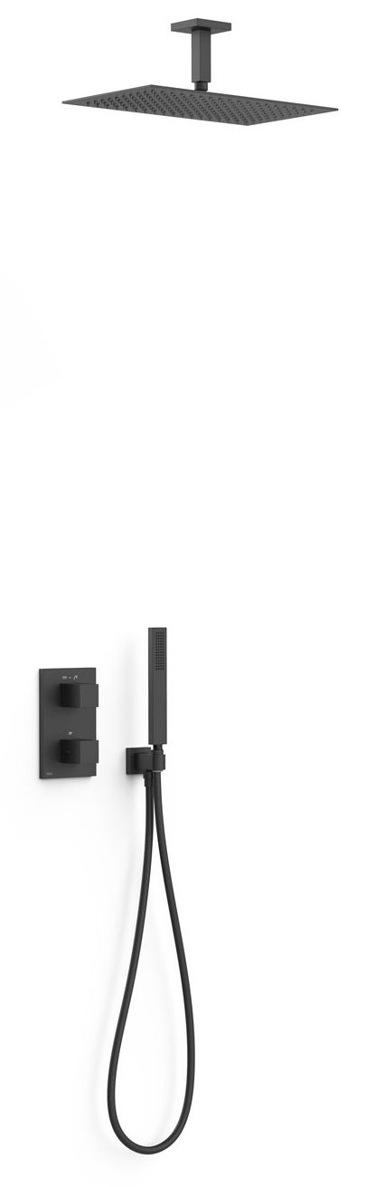 Tres Therm-Box zestaw prysznicowy podtynkowy termostatyczny z deszczownicą czarny mat 20225053NM