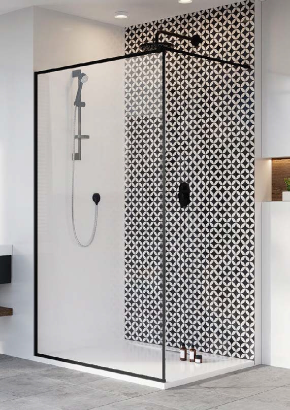 Radaway Modo New Black II Frame Walk-In ścianka prysznicowa 115 cm wolnostojąca czarny mat/szkło Frame 389115-54-56