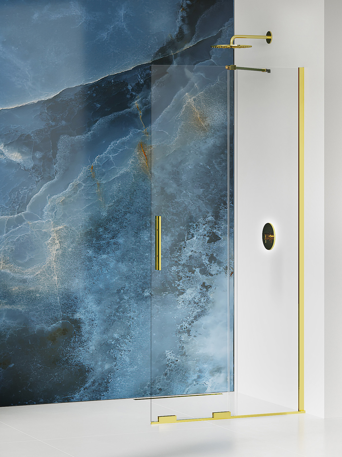 New Trendy Smart Light Gold ścianka prysznicowa walk-in 80 cm złoty połysk/szkło przezroczyste EXK-4293-WU