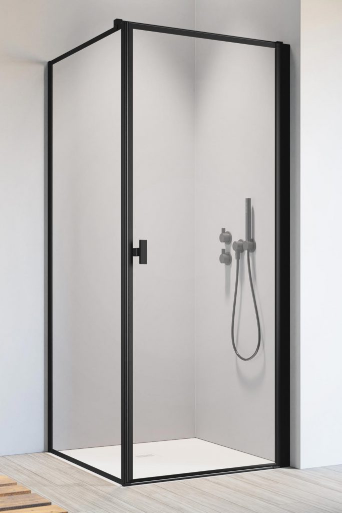 Radaway Nes Black S1 ścianka prysznicowa 80 cm boczna czarny mat/szkło Frame 10039080-54-56