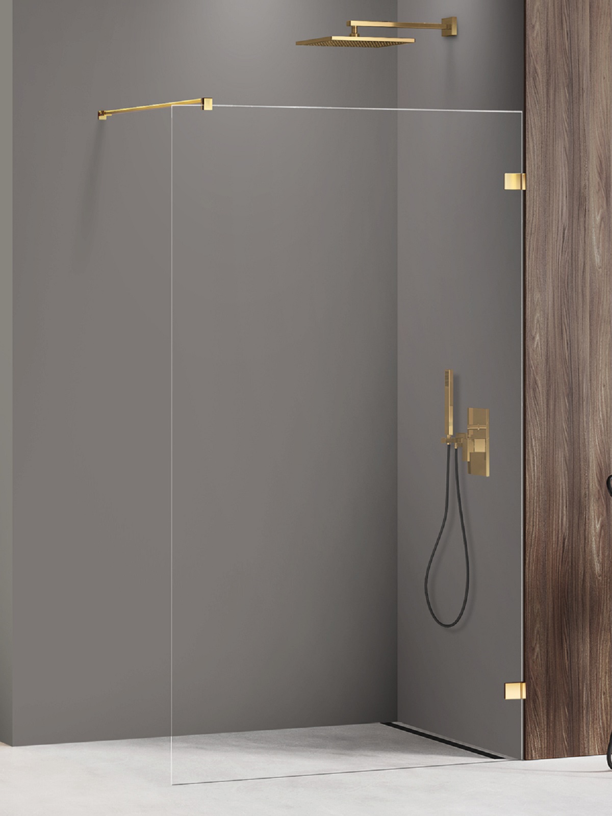New Trendy Avexa Gold Shine ścianka prysznicowa walk-in 130 cm złoty połysk/szkło przezroczyste EXK-7052