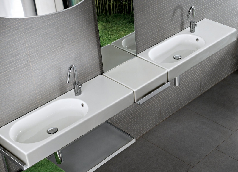 Hatria Area umywalka 90x35 cm ścienna/nablatowa prostokątna biała YXDL01