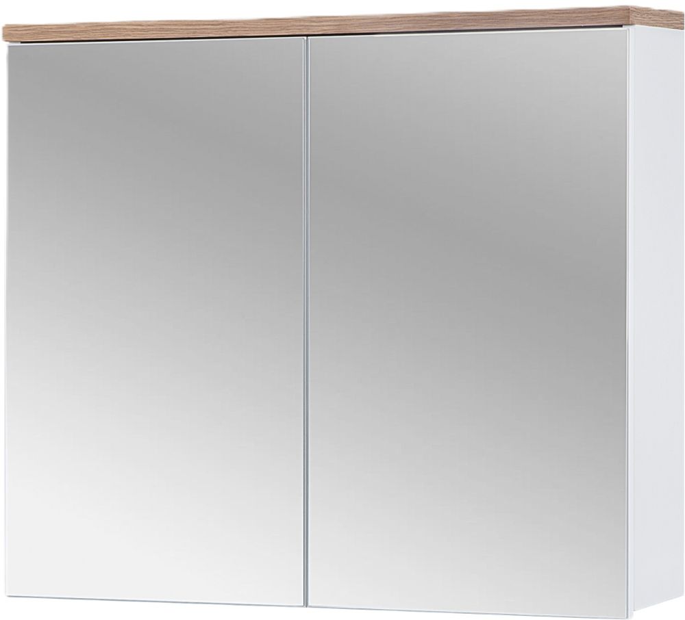 Comad Bali White szafka 80 cm lustrzana biały połysk/dąb BALIWHITE841FSC
