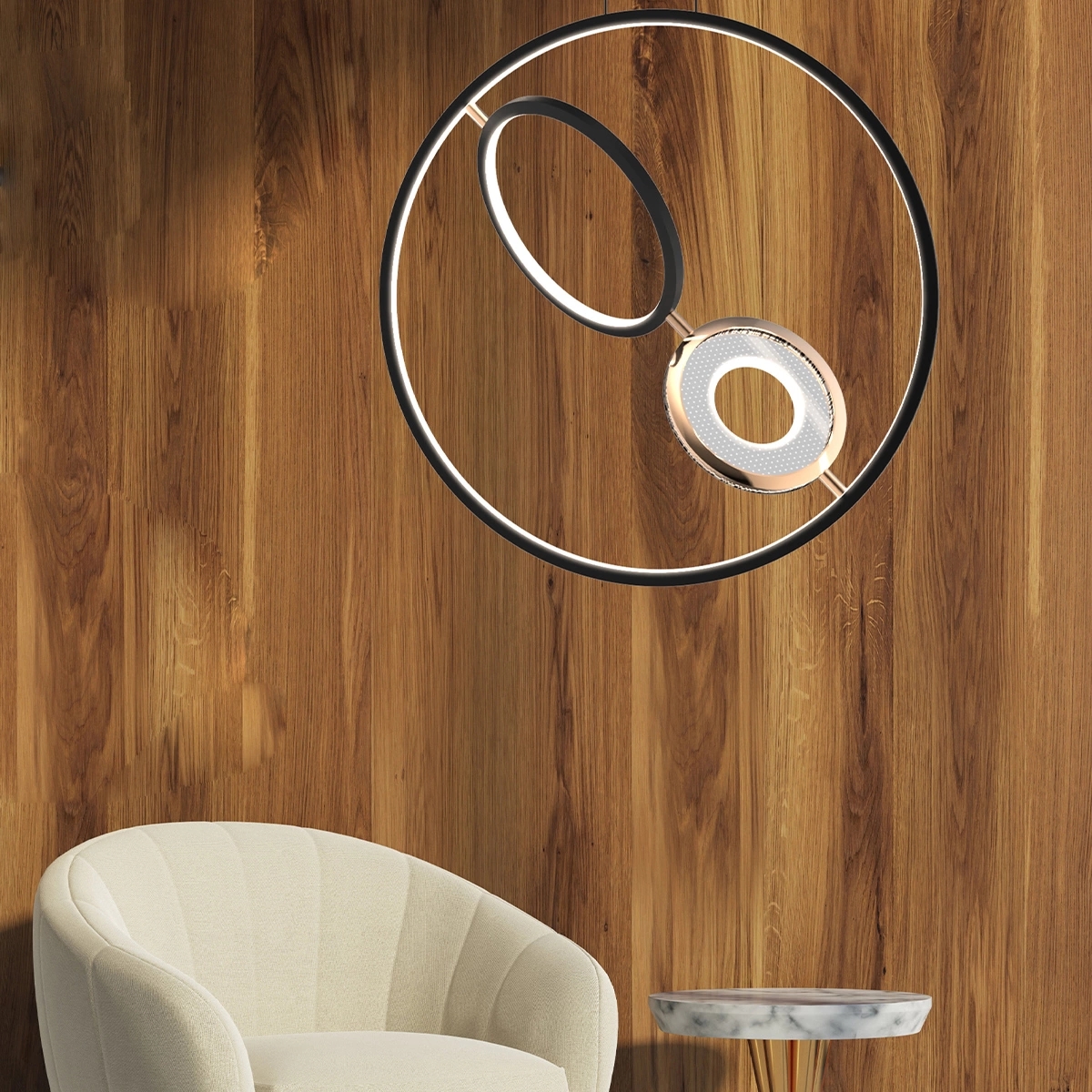 Altavola Design Seppia lampa wisząca 45W LED czarny/złoty LA115/X_62_1+2_3k_black_gold