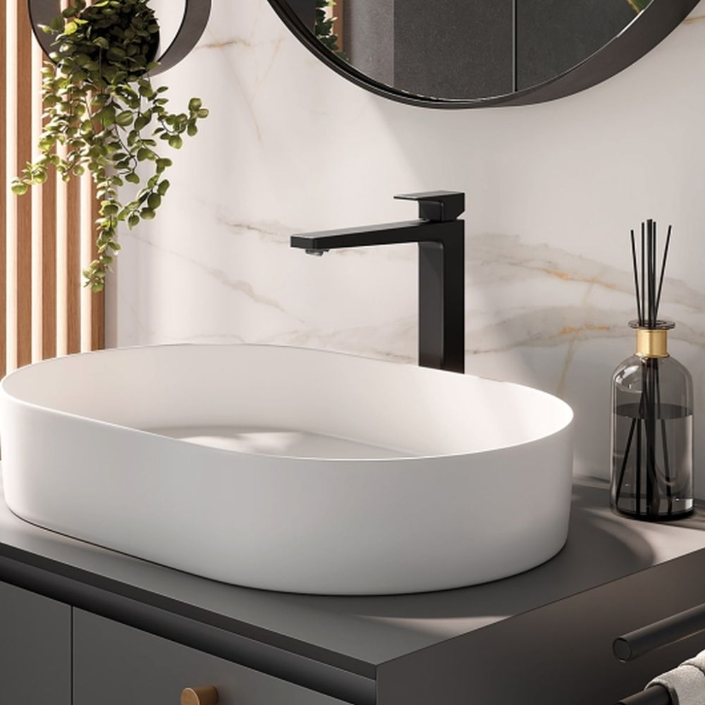 Herzbach Ceo Black bateria umywalkowa stojąca wysoka czarny mat 36.220320.2.12