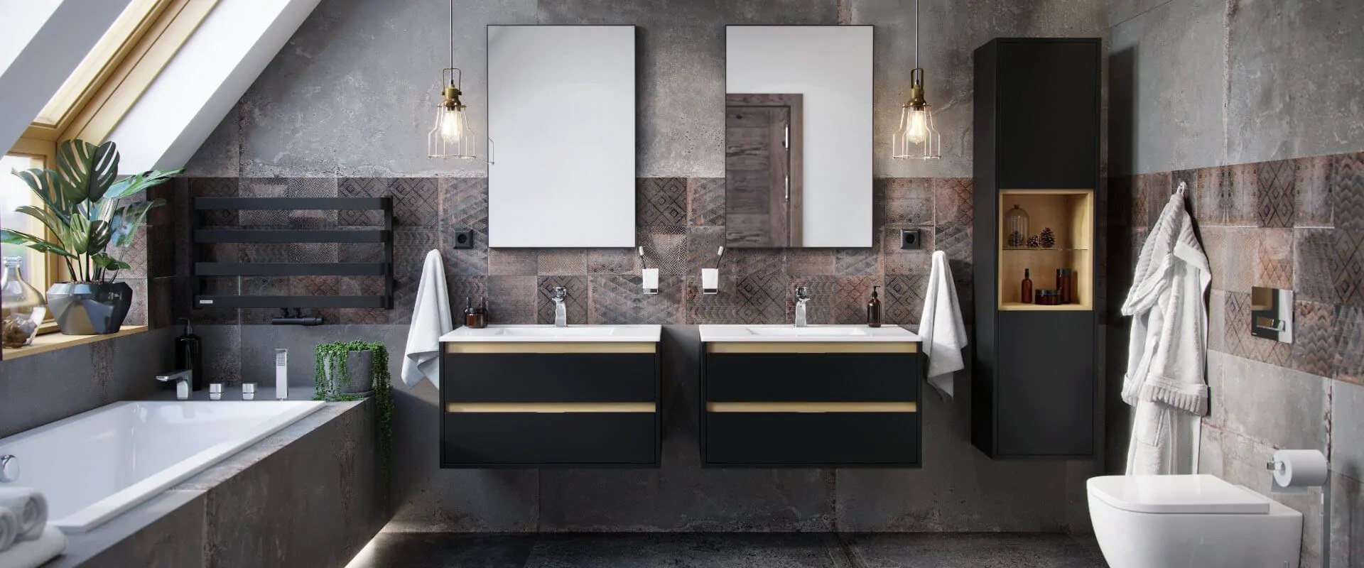 Excellent Tuto szafka 80 cm podumywalkowa wisząca czarny mat/dąb MLEX.0103.800.BKBL