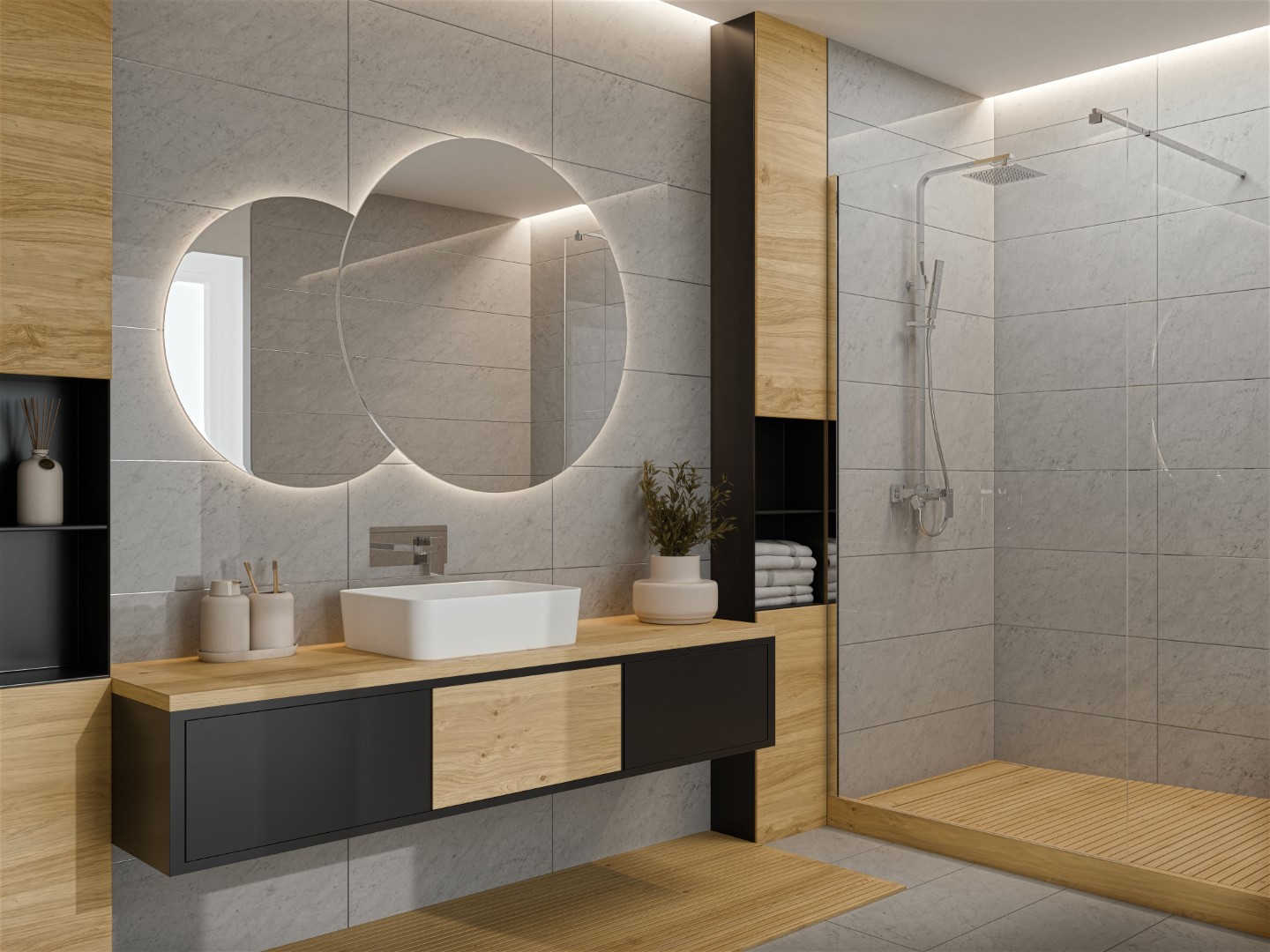 Invena ścianka prysznicowa walk-in 90 cm czarny półmat/szkło przezroczyste AK-32-192