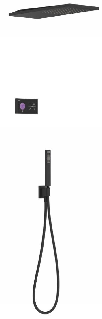 Tres Shower Technology zestaw prysznicowy podtynkowy termostatyczny z deszczownicą czarny mat 092.885.51.NM