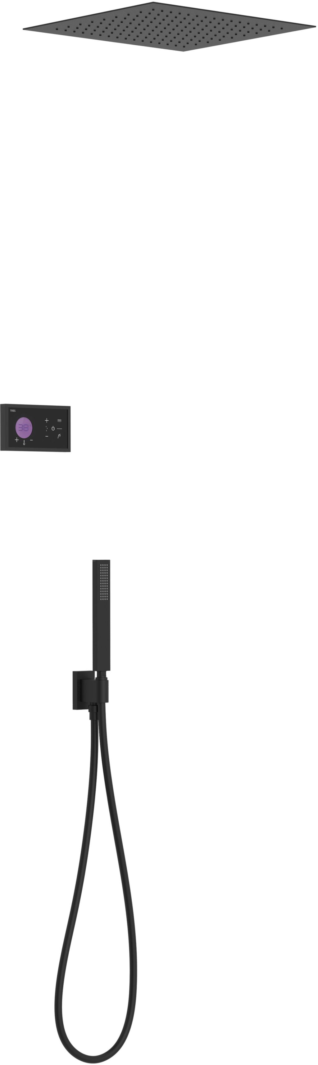 Tres Shower Technology zestaw prysznicowy podtynkowy termostatyczny z deszczownicą czarny mat 09288552NM