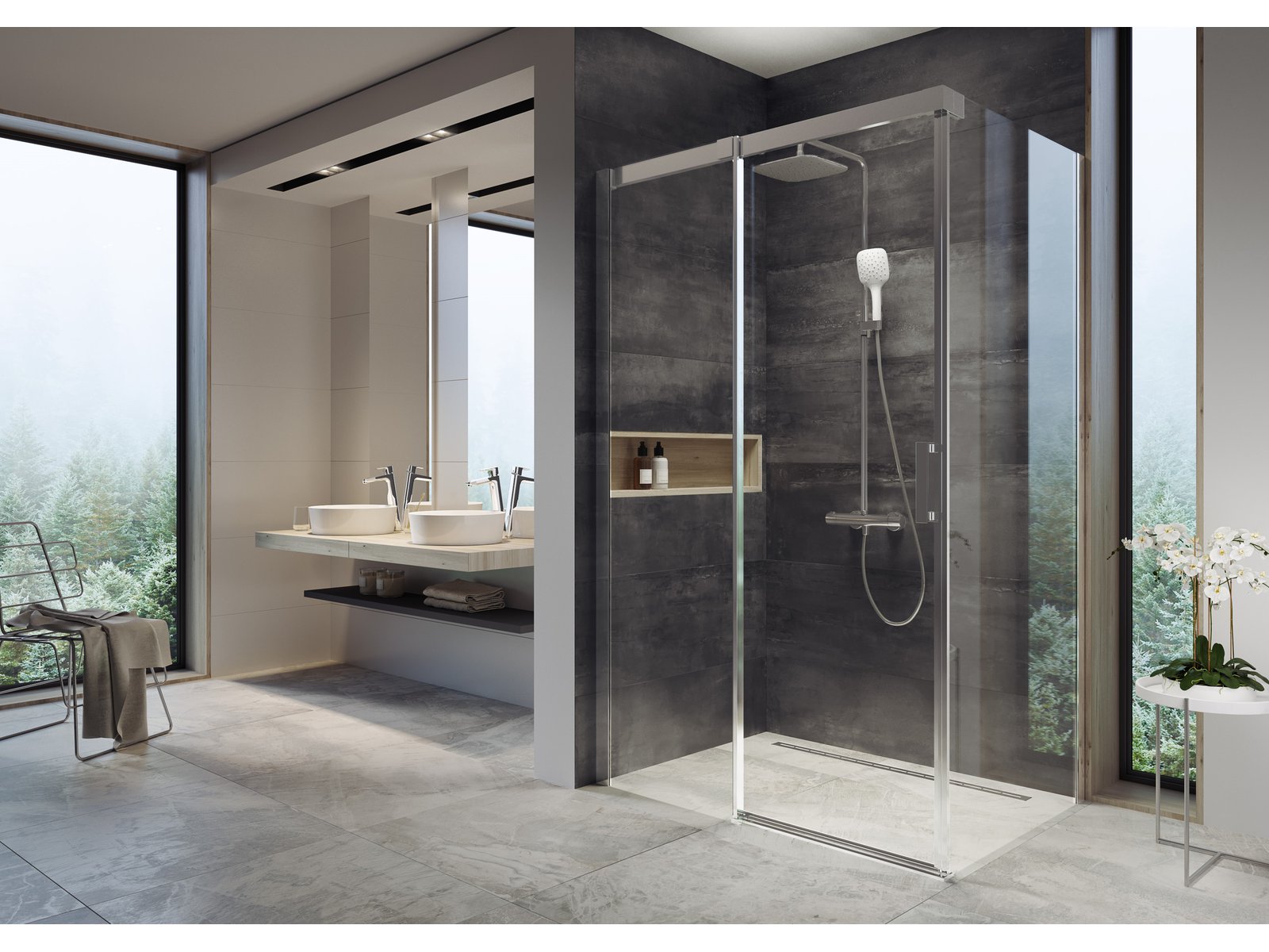 Ravak Matrix MSDPS-100/80 L kabina prysznicowa 100x80 cm lewa polerowane aluminium/szkło przezroczyste 0WLA4C00Z1