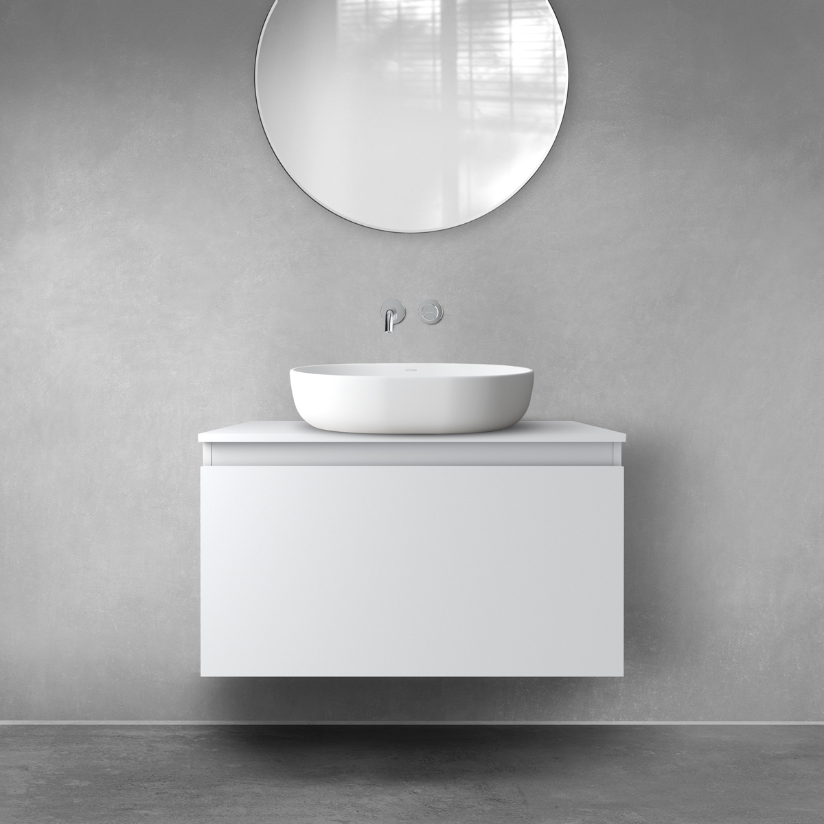 Oltens Vernal szafka 80 cm podumywalkowa wisząca z blatem szary mat 68127700 - Wysyłka w 24h