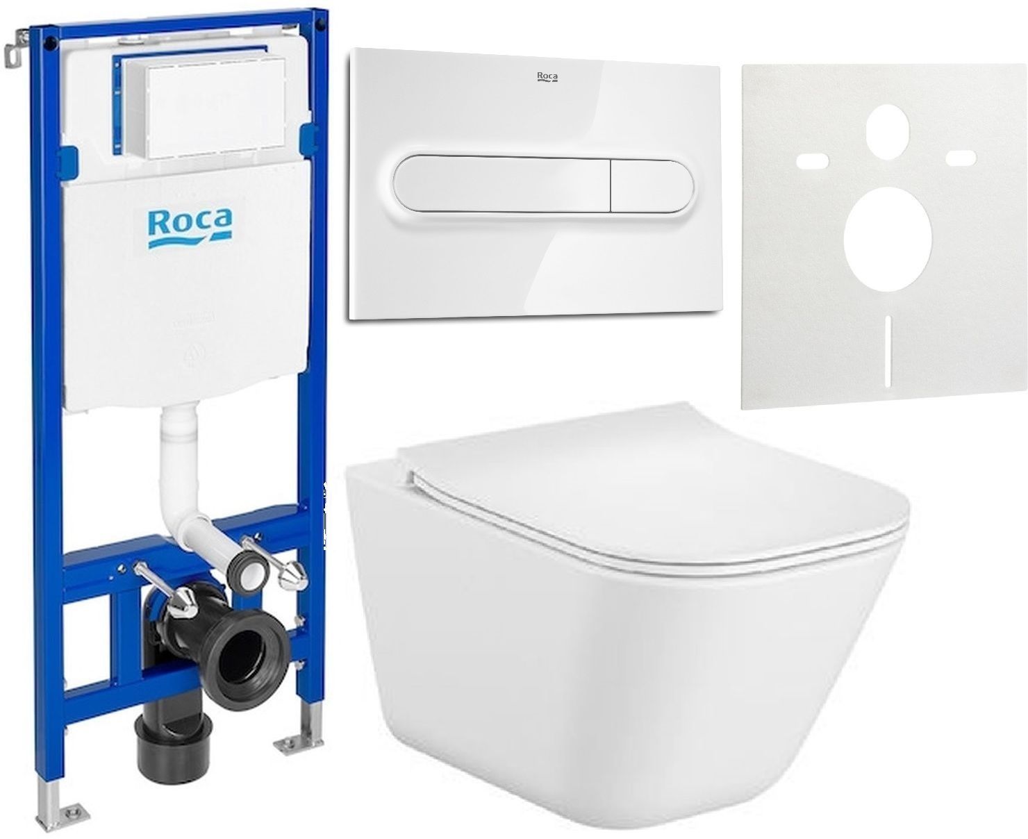 Zestaw Roca Gap Square miska WC wisząca Rimless z deską wolnoopadającą i stelaż podtynkowy Duplo One z przyciskiem spłukującym PL1 ... - Wysyłka w 24h