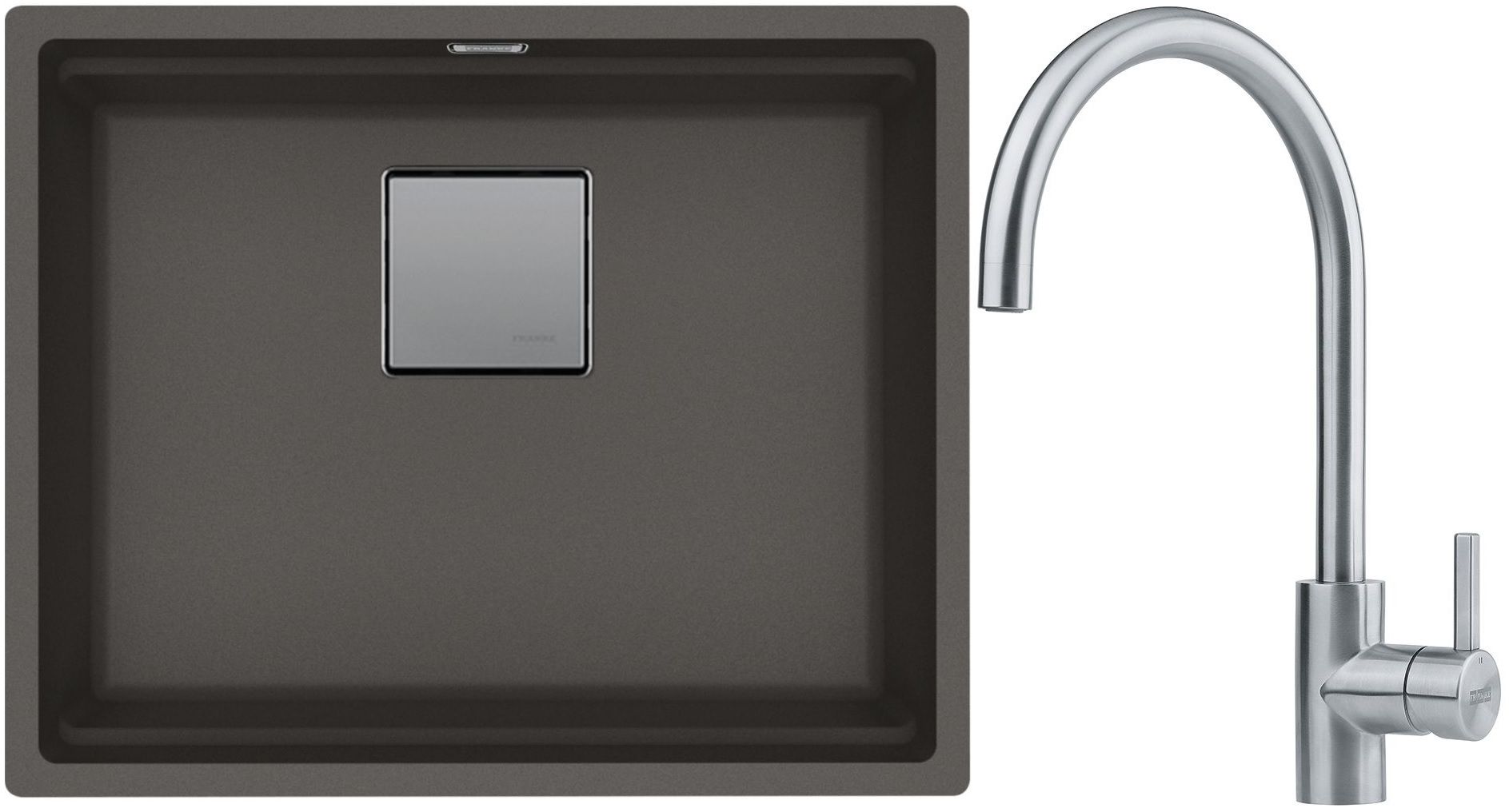 Franke Kanon KNG 110-52 zlewozmywak granitowy 56x46 cm łupkowy szary z baterią kuchenną Eos Neo stal szlachetna (1250716371, 1150590044)