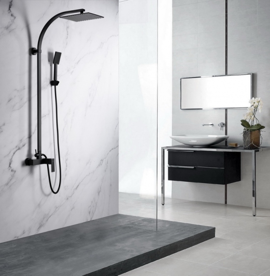 Blue Water Toronto zestaw prysznicowy ścienny czarny mat TOR-ZKPN.400CZARNYMAT