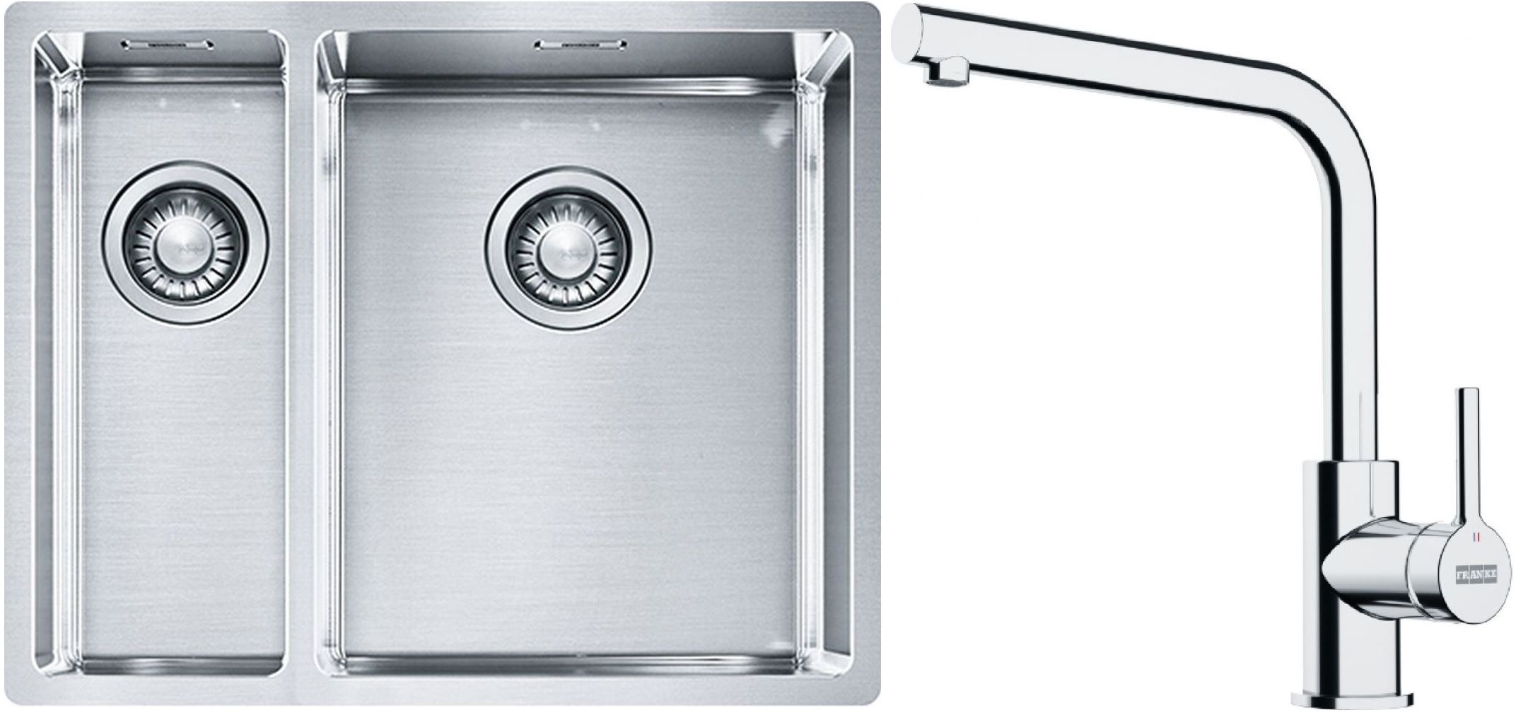 Franke Box BXX 260/160-34-16 zlewozmywak 56x45 cm stalowy z baterią kuchenną Lina chrom (1270369916, 1150693230)