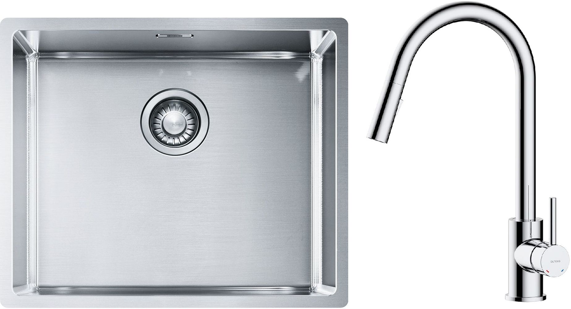 Zestaw Franke Box BXX 210/110-50 zlewozmywak stalowy 54x45 cm z baterią kuchenną Oltens Litla stal/chrom (1270453656, 35204100) - Wysyłka w 24h