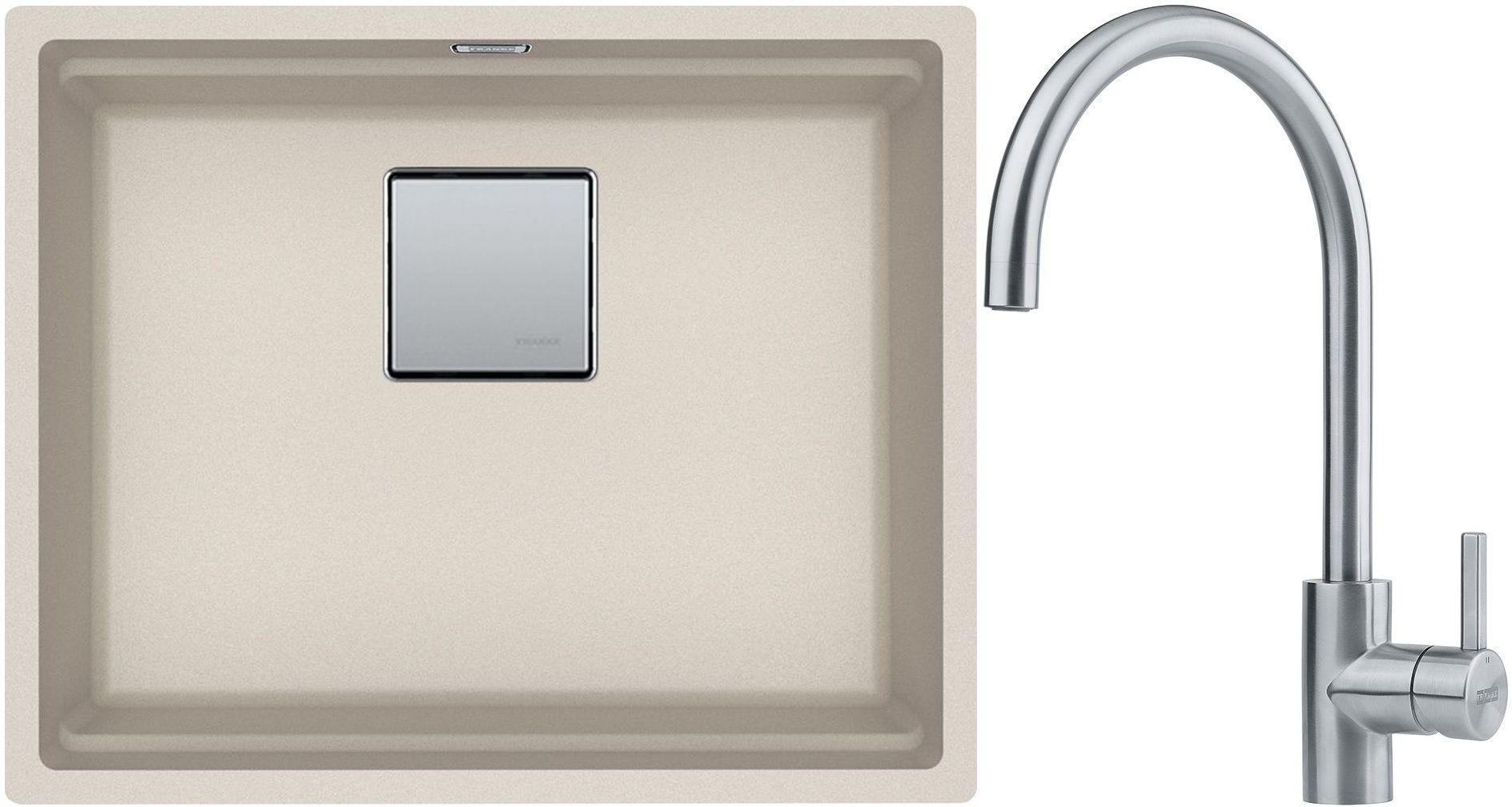 Franke Kanon KNG 110-52 zlewozmywak 52x42 cm Fragranite orzechowy z baterią kuchenną Eos Neo stal szlachetna (1250528609, 1150590044)