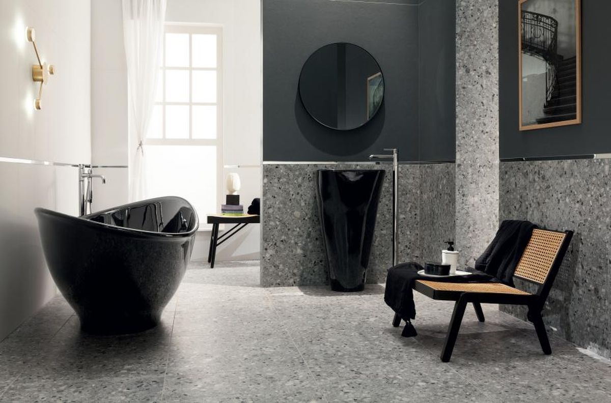 Tubądzin Macchia graphite płytka ścienna 89,8x32,8 cm