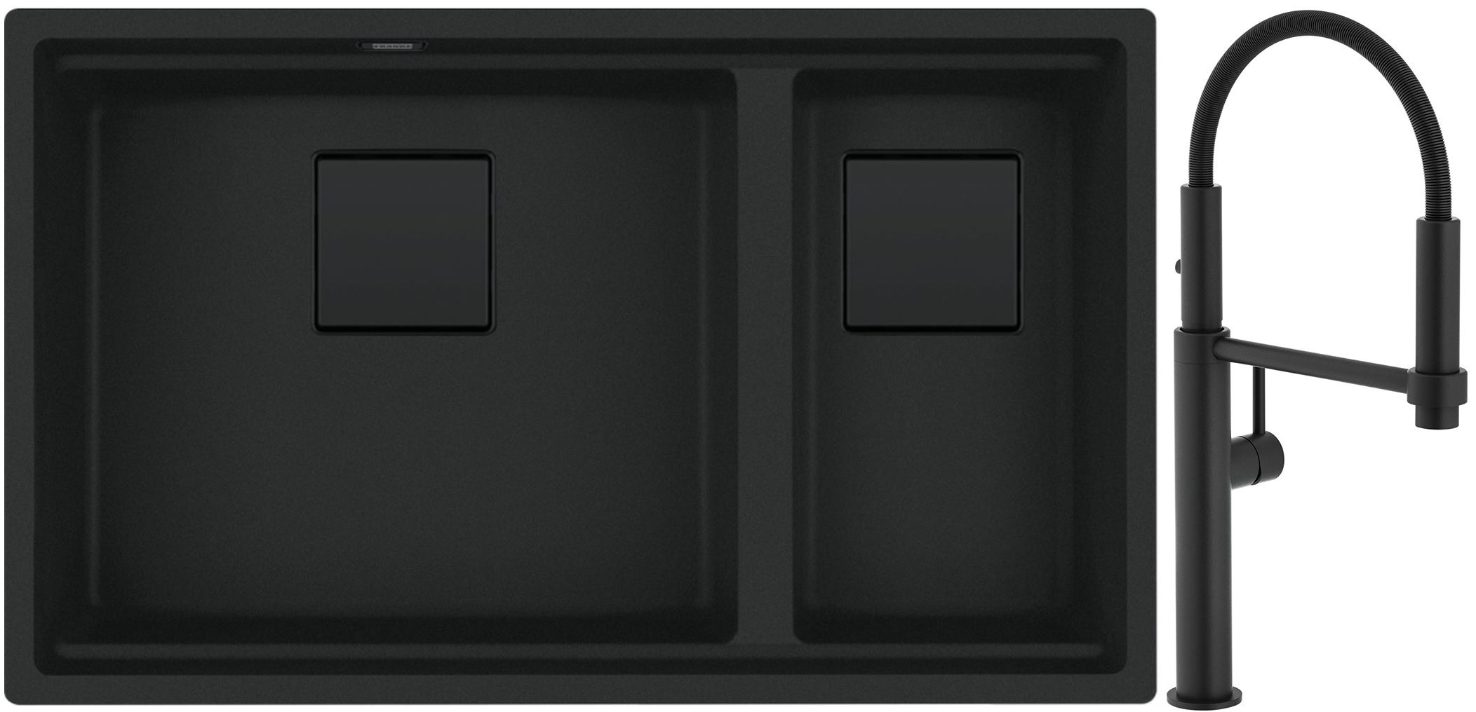 Franke Kanon KNG 160-46-21 zlewozmywak granitowy 76x46 cm czarny mat z baterią kuchenną Pescara 360 czarny mat (1250721162, 1150545136)