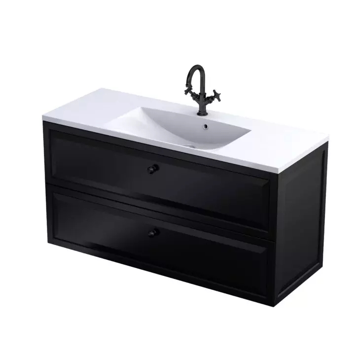 Oristo Montebianco szafka 120x45,9x60,3 cm podumywalkowa wisząca czarna OR47-SD2S-120-8