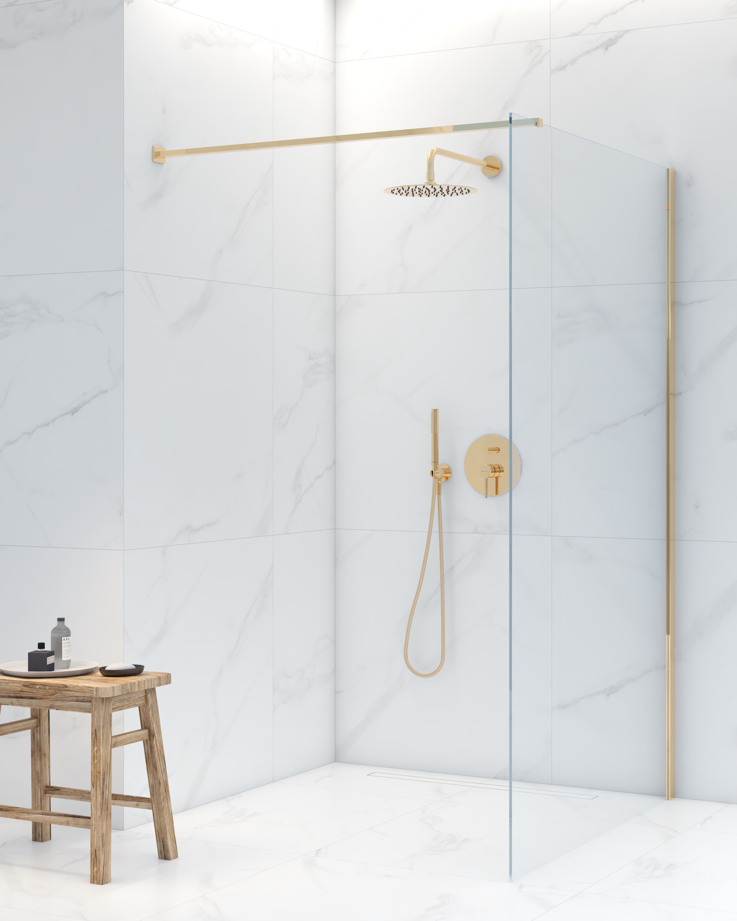 Oltens Vindel deszczownica 30 cm okrągła złoty połysk 37000800 - Wysyłka w 24h