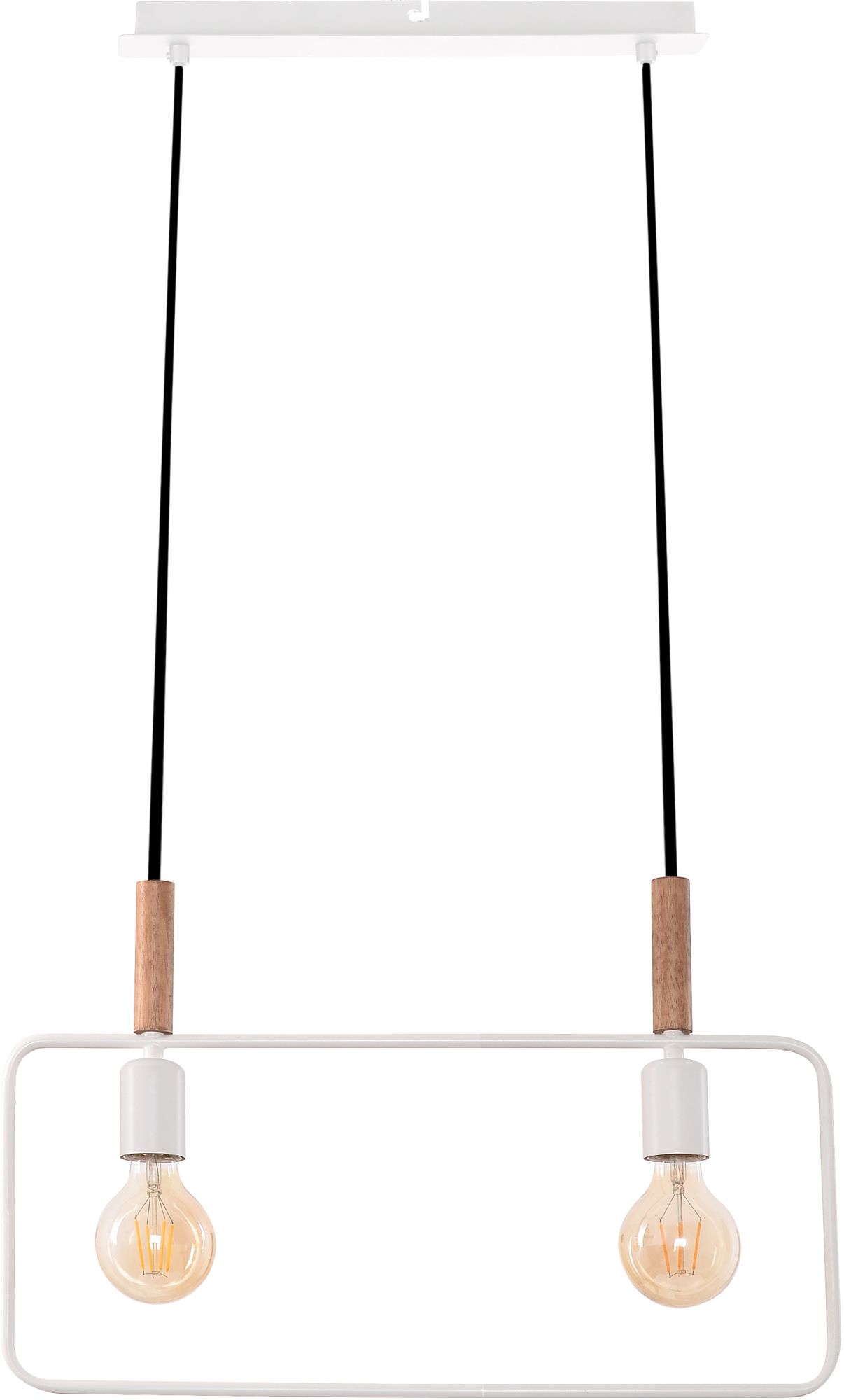 Candellux Frame lampa wisząca 2x60W biała/drewno 32-73549