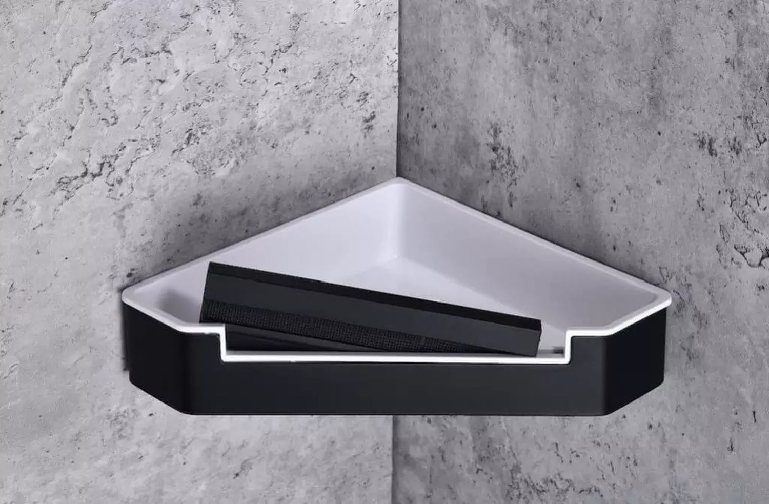 Stella koszyk łazienkowy ze ściągaczką ścienny narożny czarny mat/biały 16.070-B