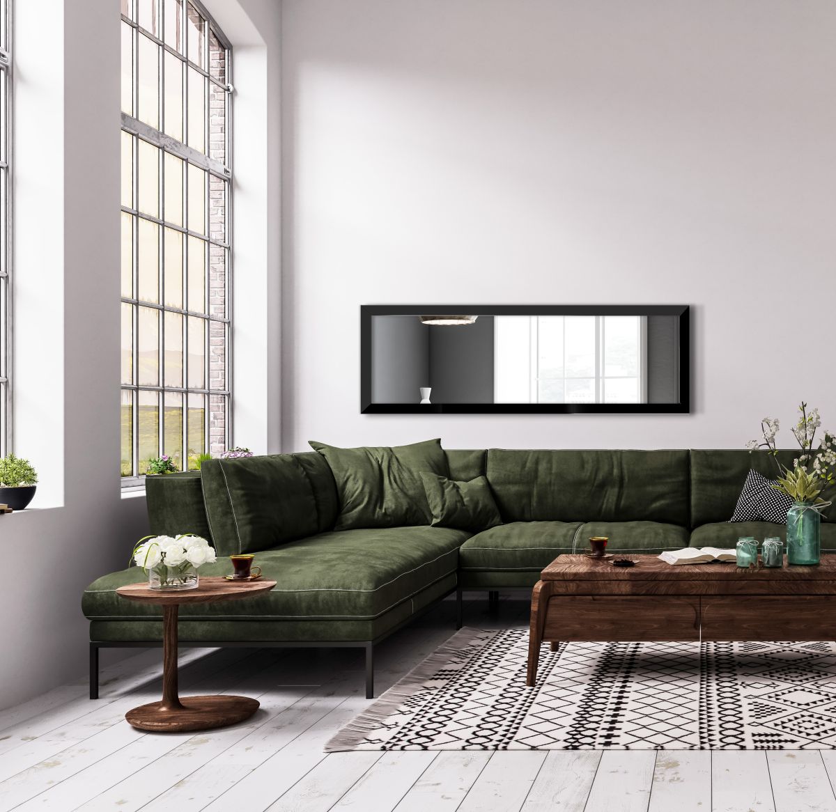 Styler Lahti lustro prostokątne 127x47 cm rama czarny mat LU-12277