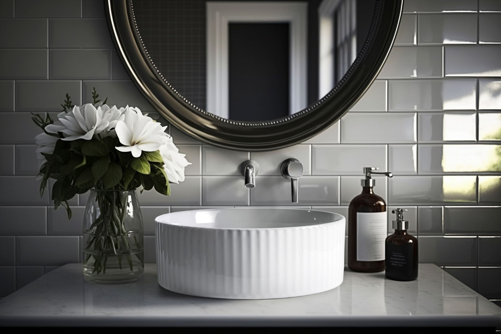 Invena Glamour umywalka 37x37 cm okrągła nablatowa biała CE-63-001 - Wysyłka w 24h