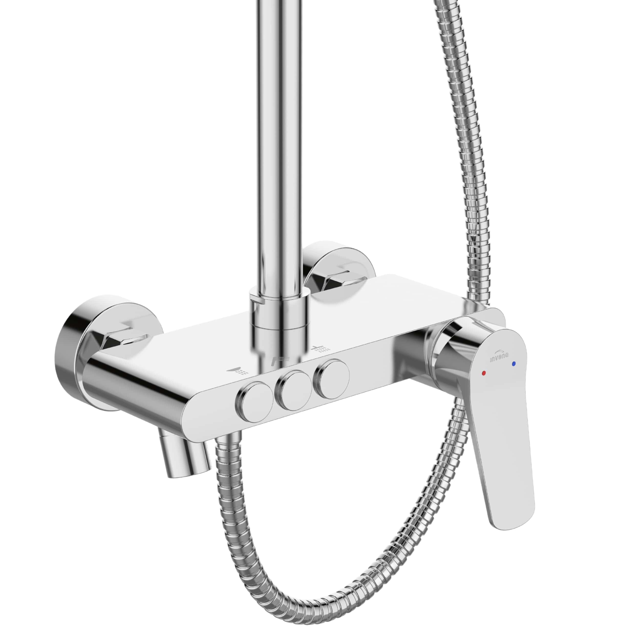 Invena Alonia zestaw prysznicowy ścienny z deszczownicą chrom AU-70-D01