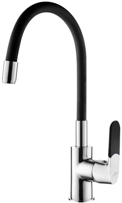 Invena Joga bateria kuchenna z elastyczną wylewką chrom/czarny mat BZ-32-L04