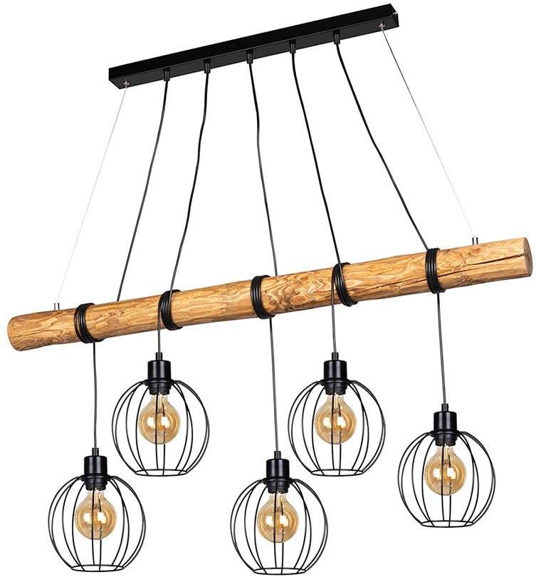 Spot-Light Trabo Beris lampa wisząca 5x60W sosna bejcowana/czarny 692066504