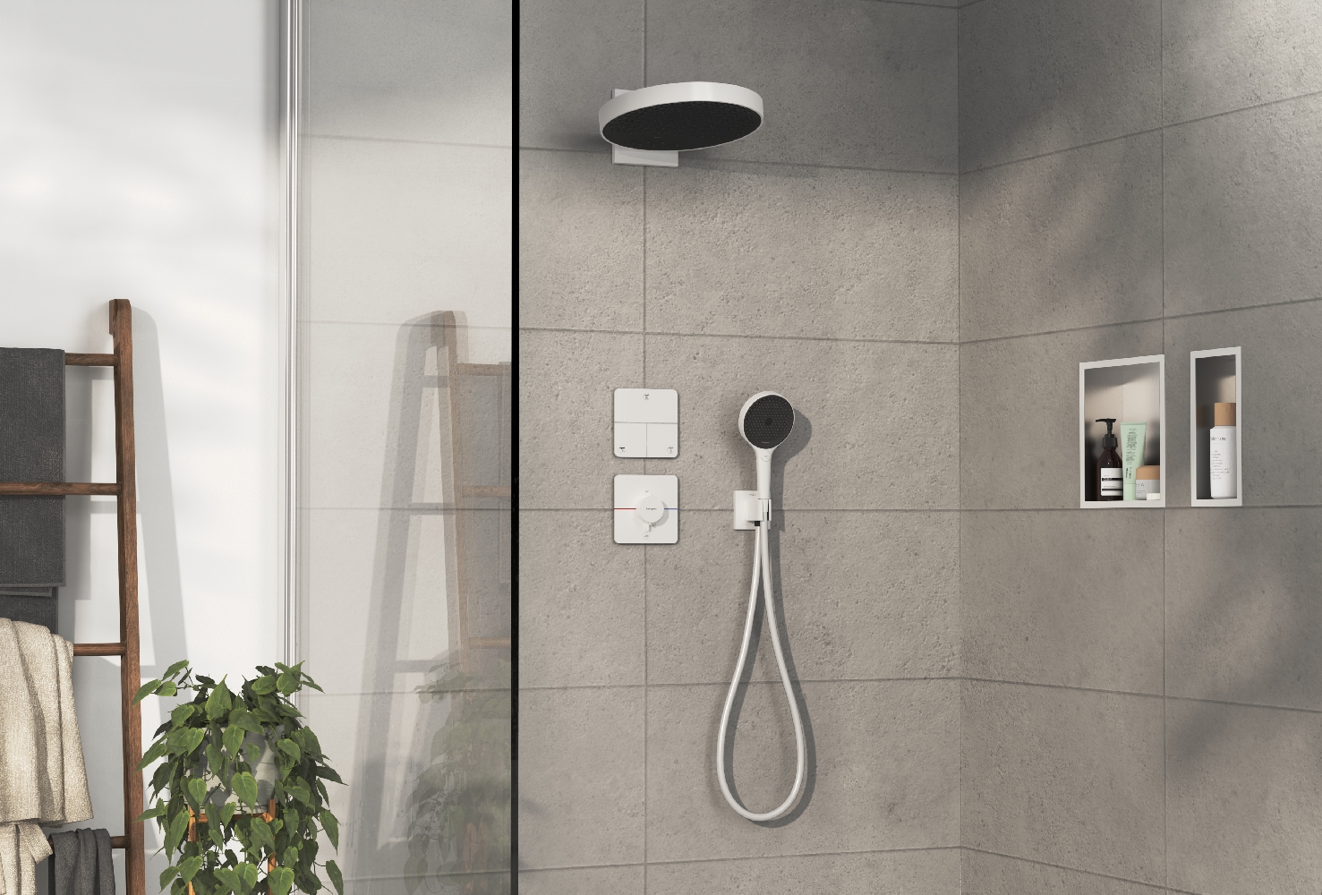 Hansgrohe ShowerSelect Comfort Q bateria prysznicowa podtynkowa termostatyczna biały mat 15589700