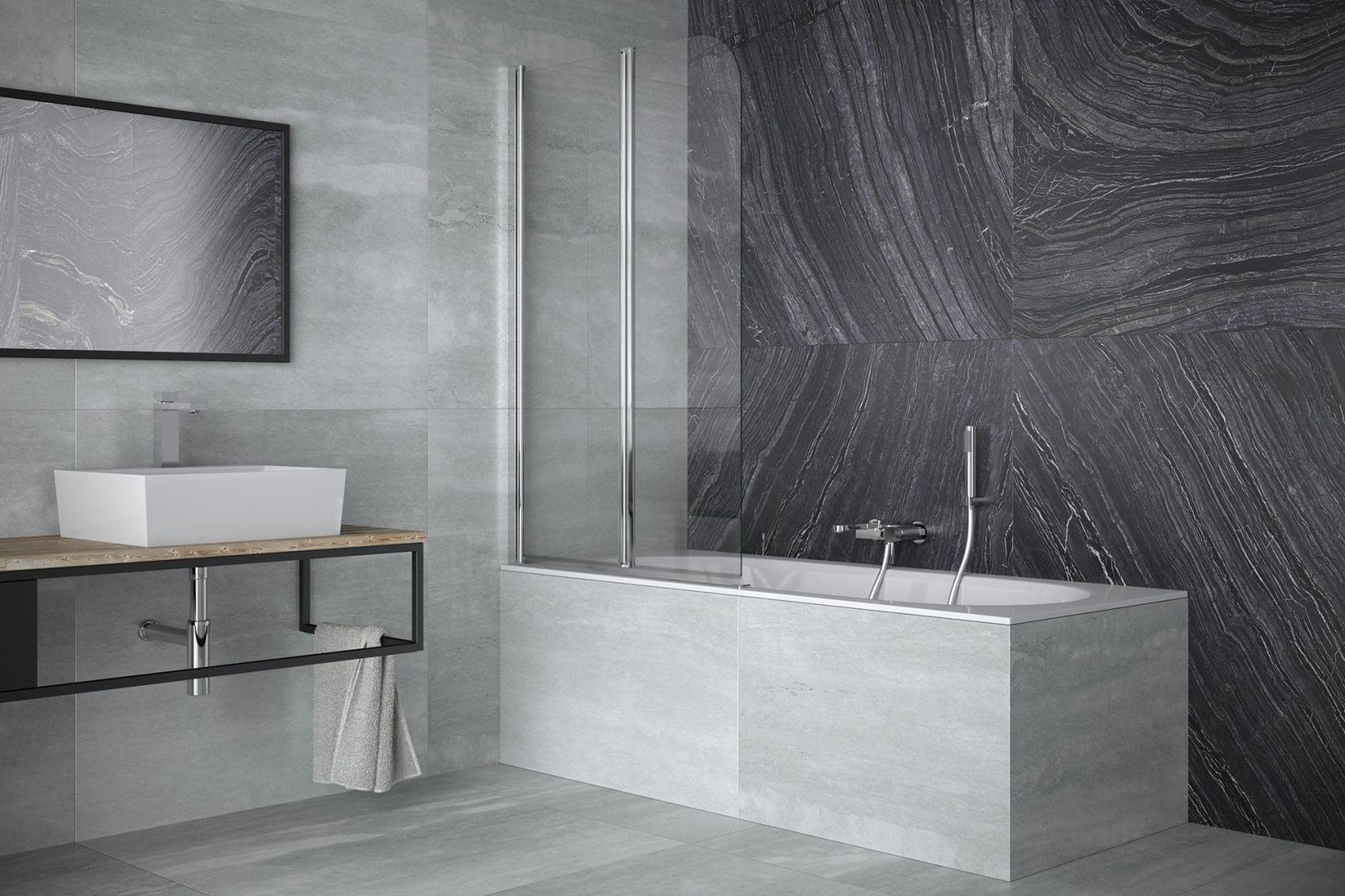 Besco Prime parawan nawannowy 90x140 cm dwuskrzydłowy szkło przezroczyste PNP-2S