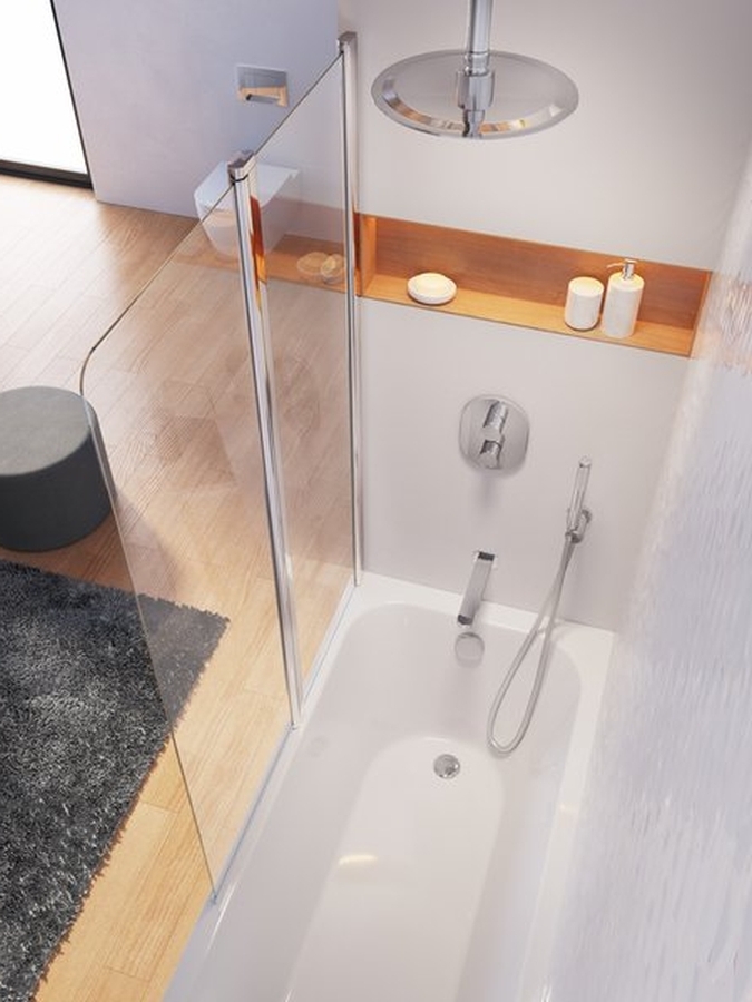 Ravak Chrome CVS2-100 L parawan nawannowy 100 cm 2-częściowy lewy satyna/przezroczyste 7QLA0U00Z1