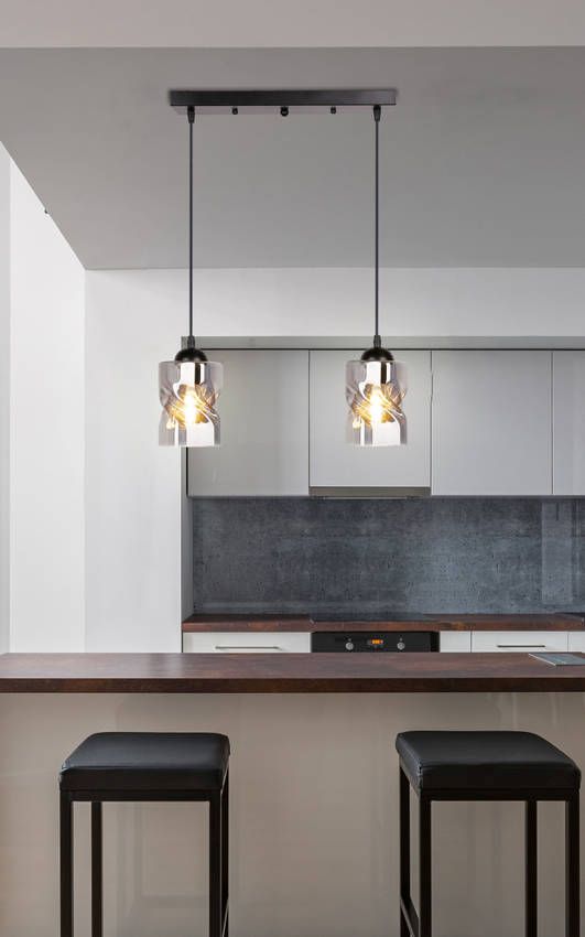 Candellux Felis lampa wisząca 2x60W czarna/przydymiona 32-00132