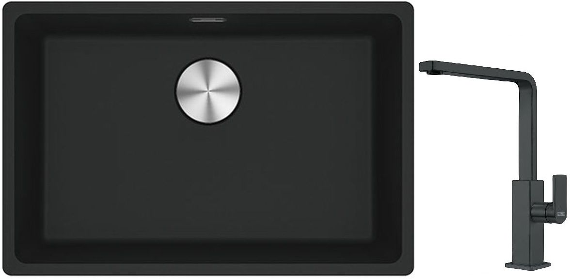 Franke Maris MRG 110-52 zlewozmywak 52x40 cm Fragranite czarny mat z baterią kuchenną Mythos czarna stal szlachetna (1250687252, ... - Wysyłka w 24h