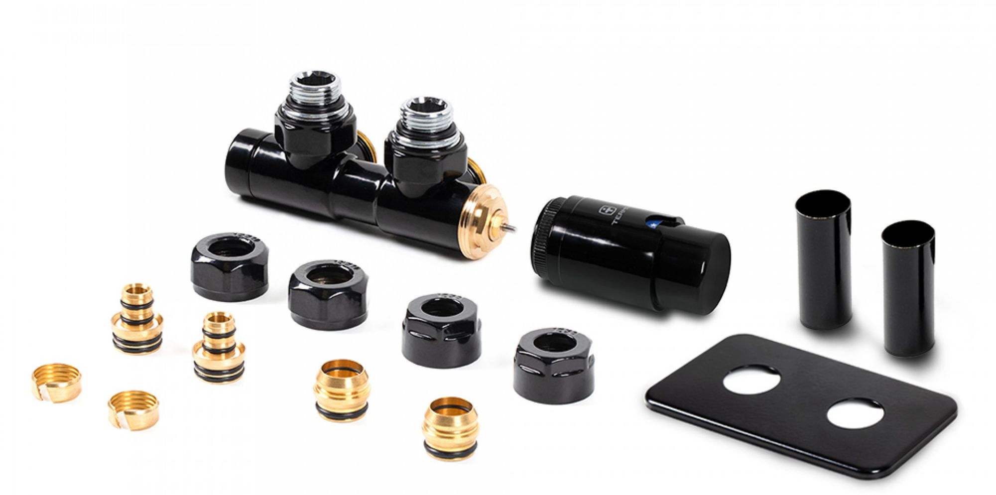 Terma Twins All in One zestaw zintegrowany termostatyczny prawy czarny połysk TGETTWINPK9P5