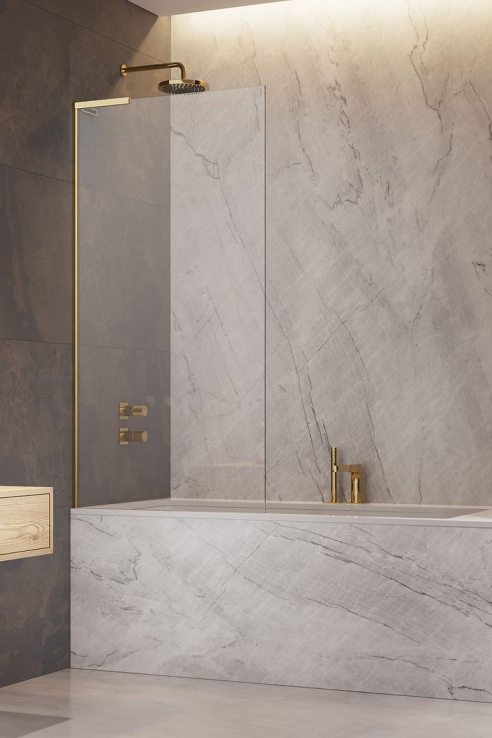 Radaway Modo SL Gold PNJ II parawan nawannowy 80 cm lewy złoty połysk/szkło przezroczyste 10316080-09-01L