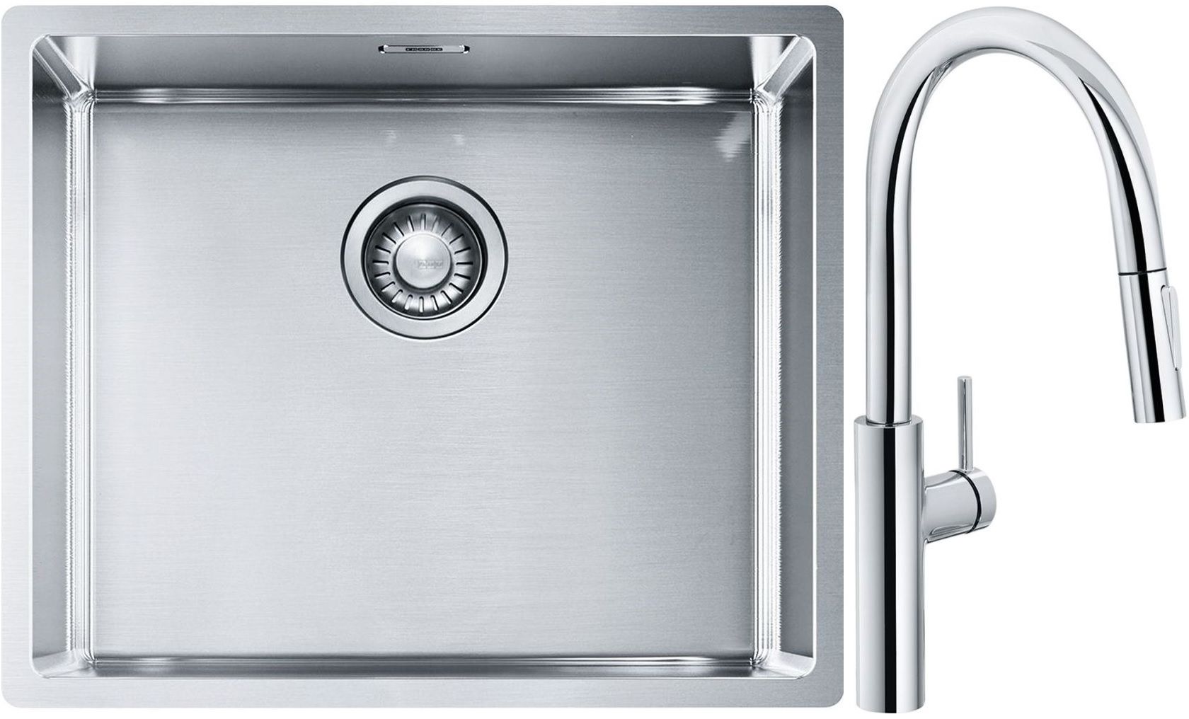 Franke Box BXX 110-50/BXX 210-50 zlewozmywak 54x45 cm stalowy z baterią kuchenną Pescara L Slide-In chrom (1270453656, 1150538940) - Wysyłka w 24h