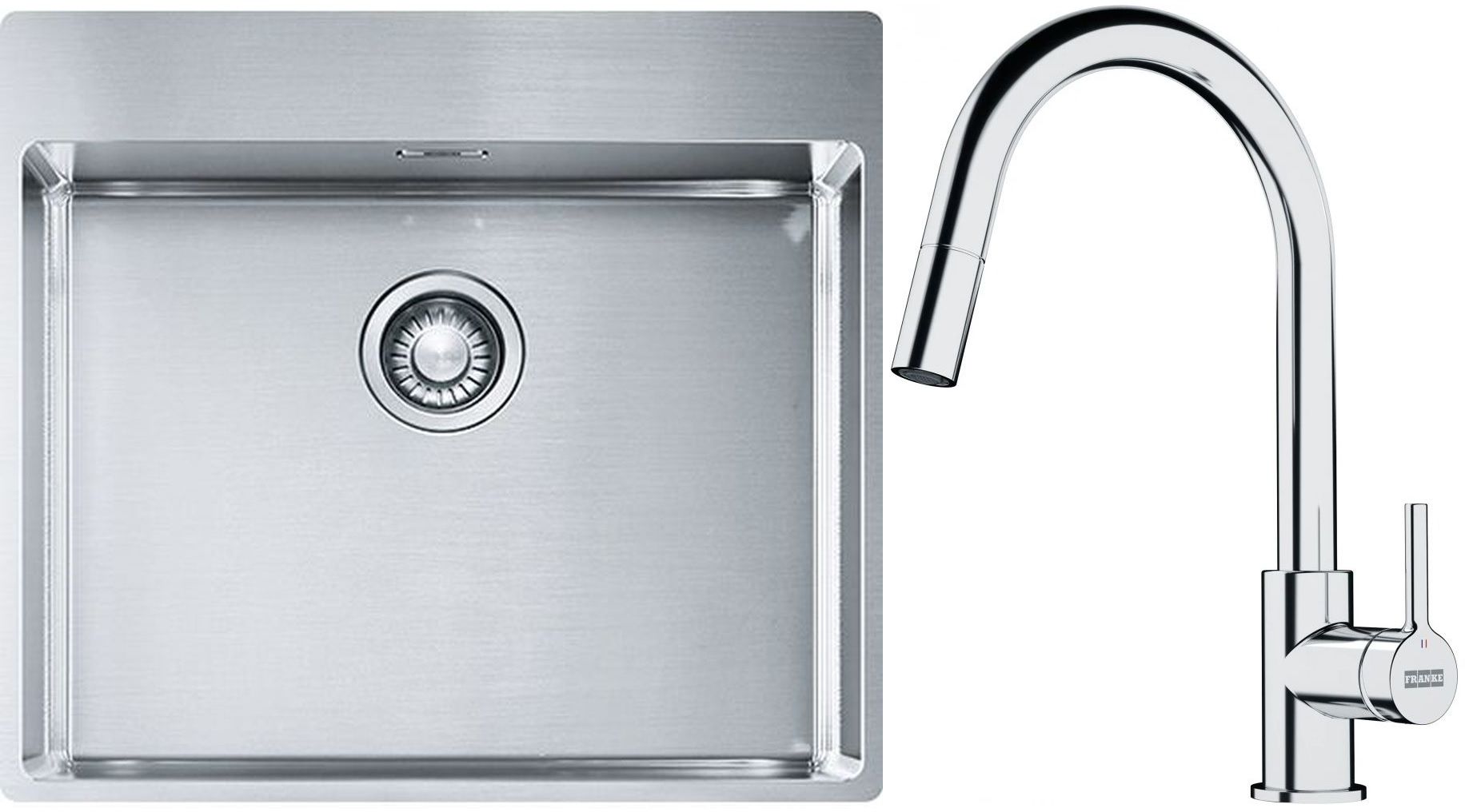 Franke Box BXX 210-54 TL zlewozmywak 57x51 cm stalowy z baterią kuchenną Lina chrom (1270369295, 1150693229)