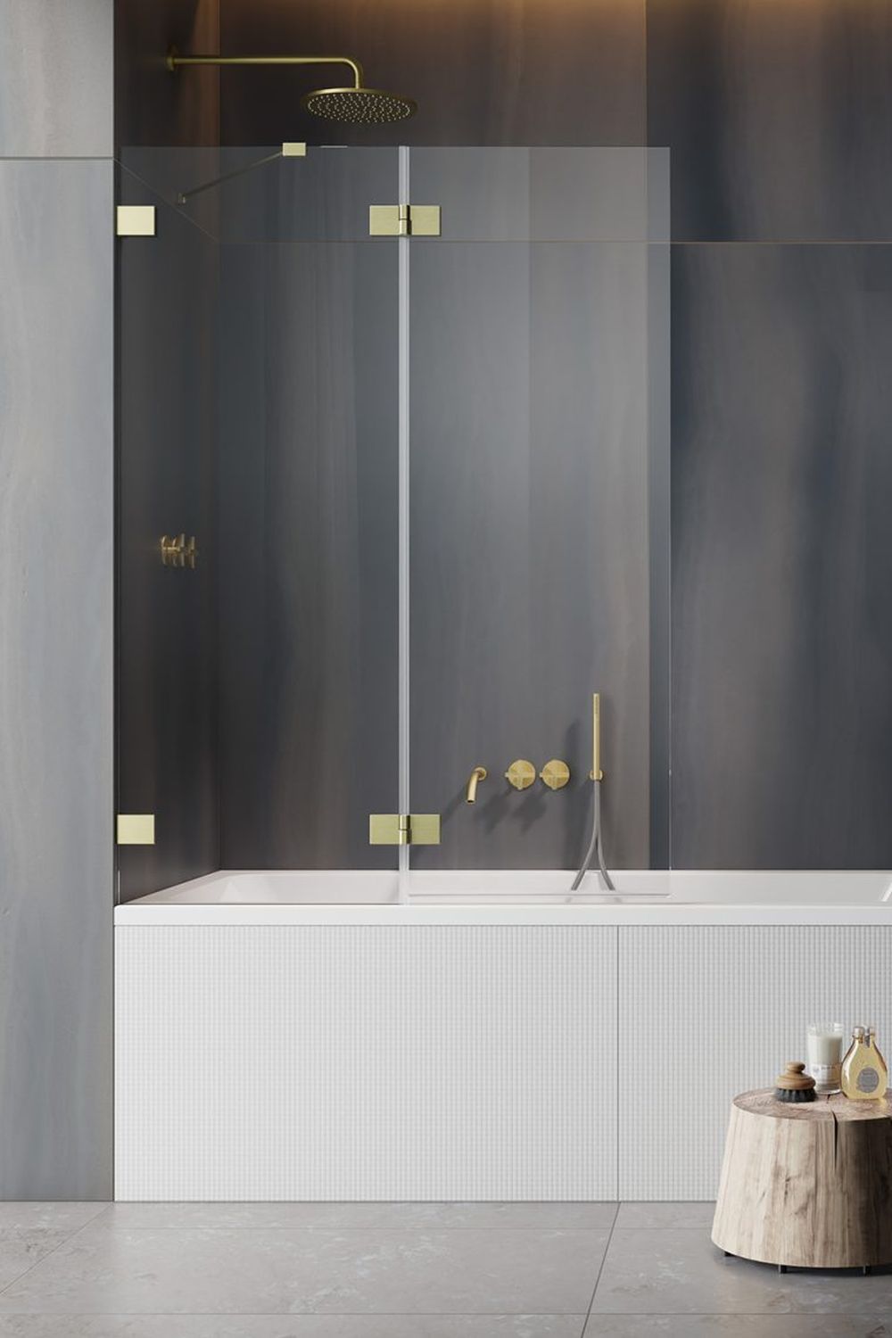 Radaway Essenza Pro Brushed Gold PND II parawan nawannowy 100 cm lewy złoty szczotkowany/szkło przezroczyste 10102100-99-01L