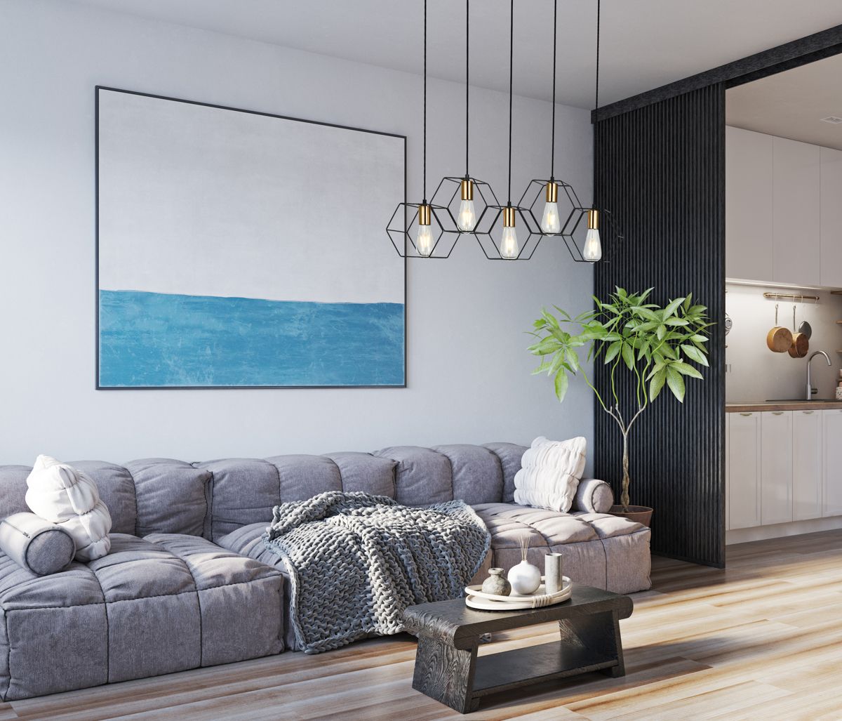 Italux Aina lampa wisząca 5x40 W czarna PND-74889-5-BK