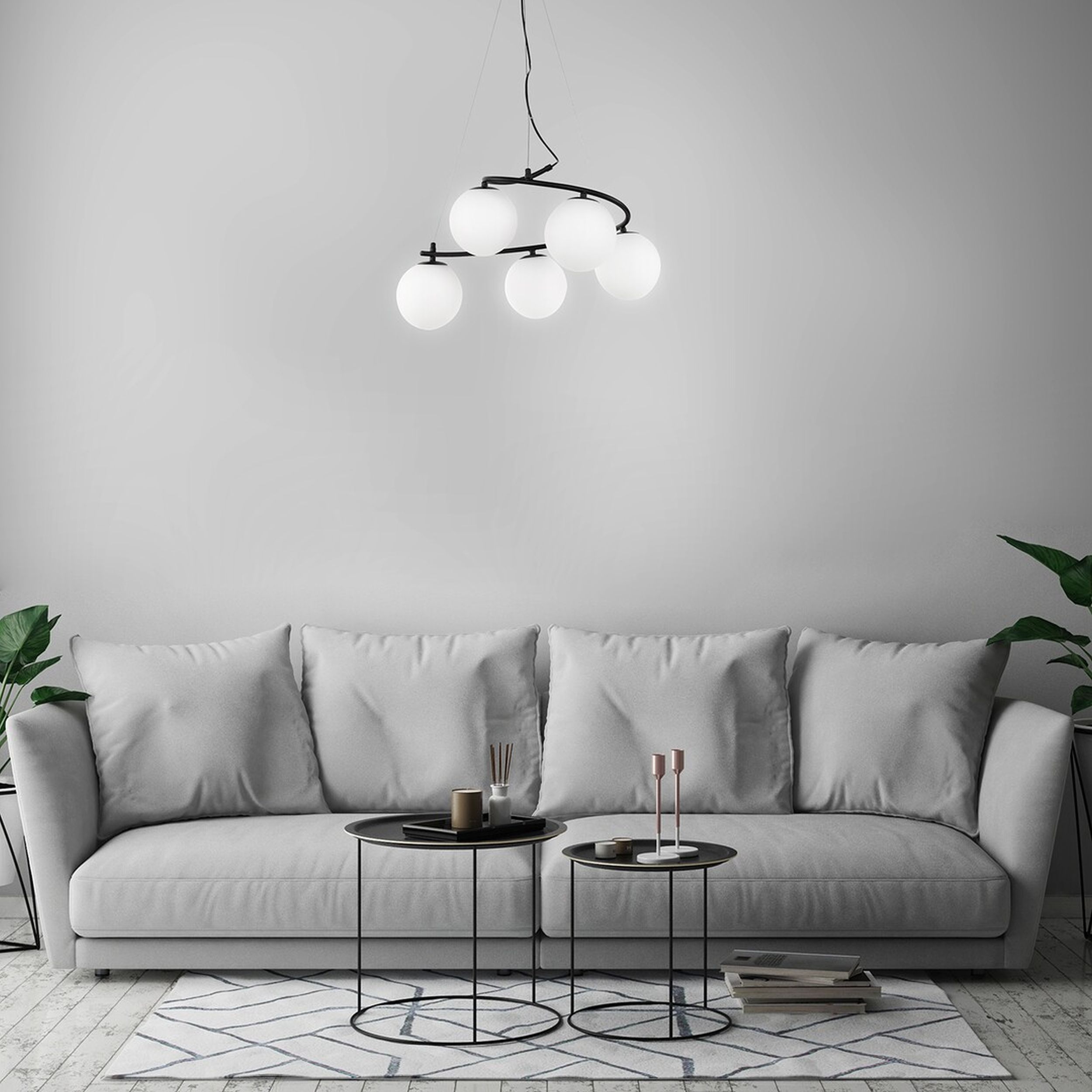 Rabalux Aslan lampa wisząca 5x5 W biała-czarna 3470