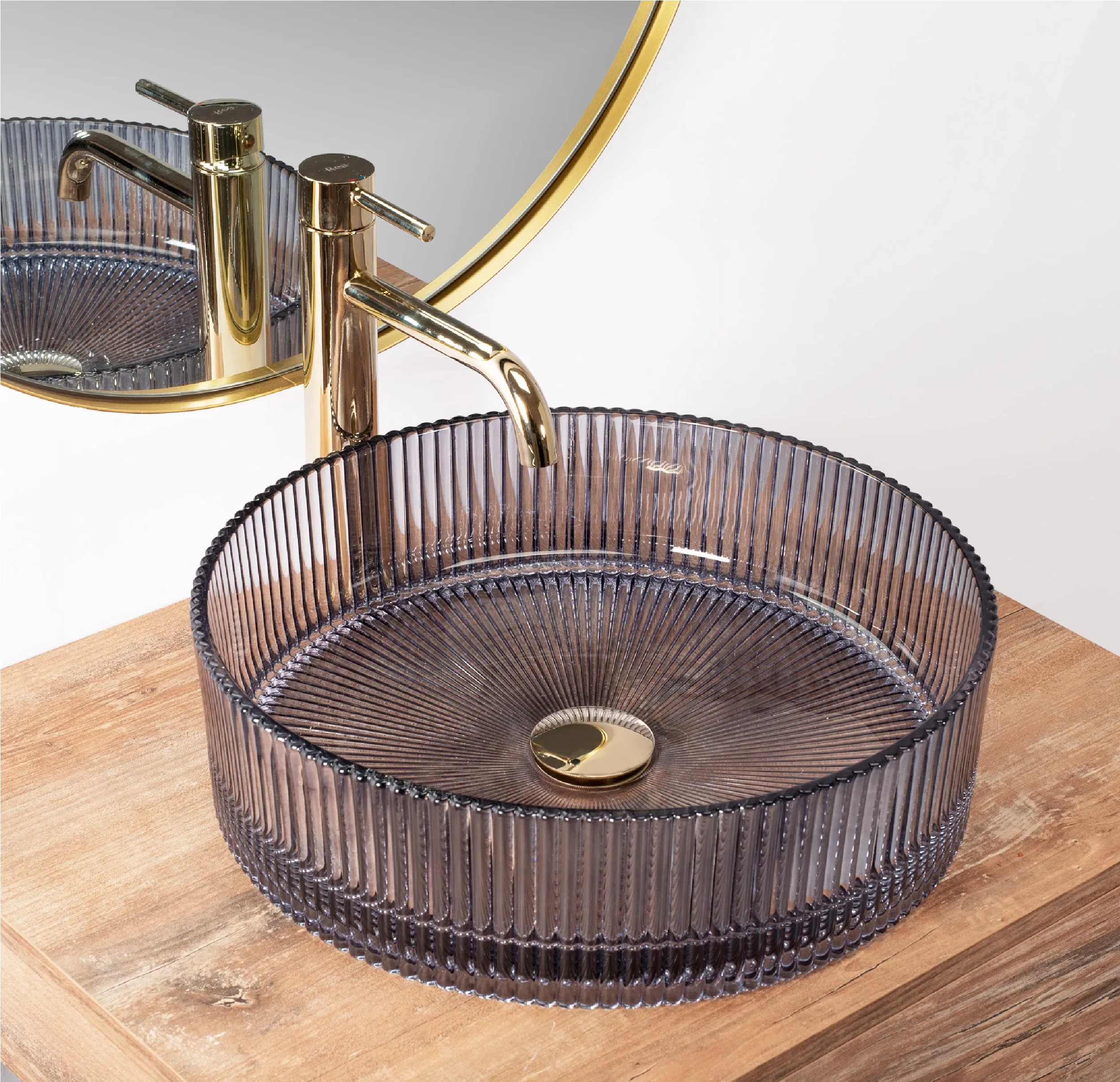 Rea Ingrid umywalka 39,5x39,5 cm okrągła nablatowa szary/kamień REA-U0279 - Wysyłka w 24h