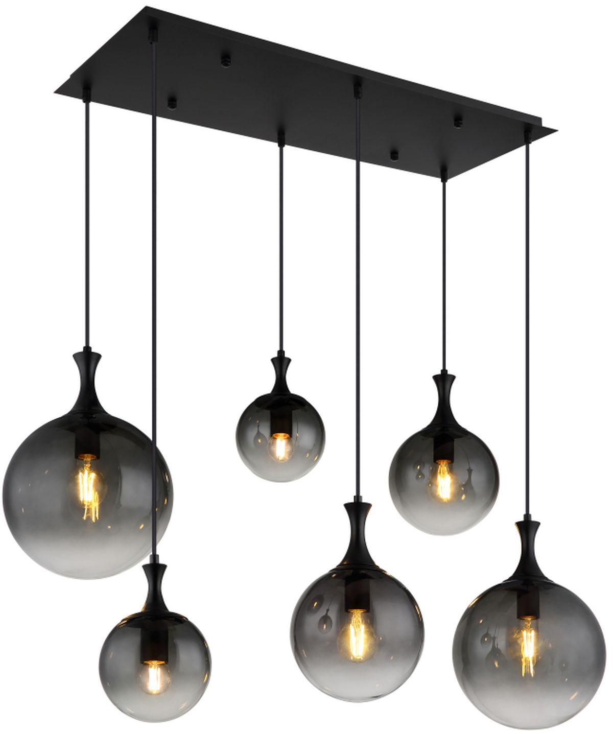 Globo Lighting Dalton lampa wisząca 6x10 W czarna-przydymiona 15885-6H
