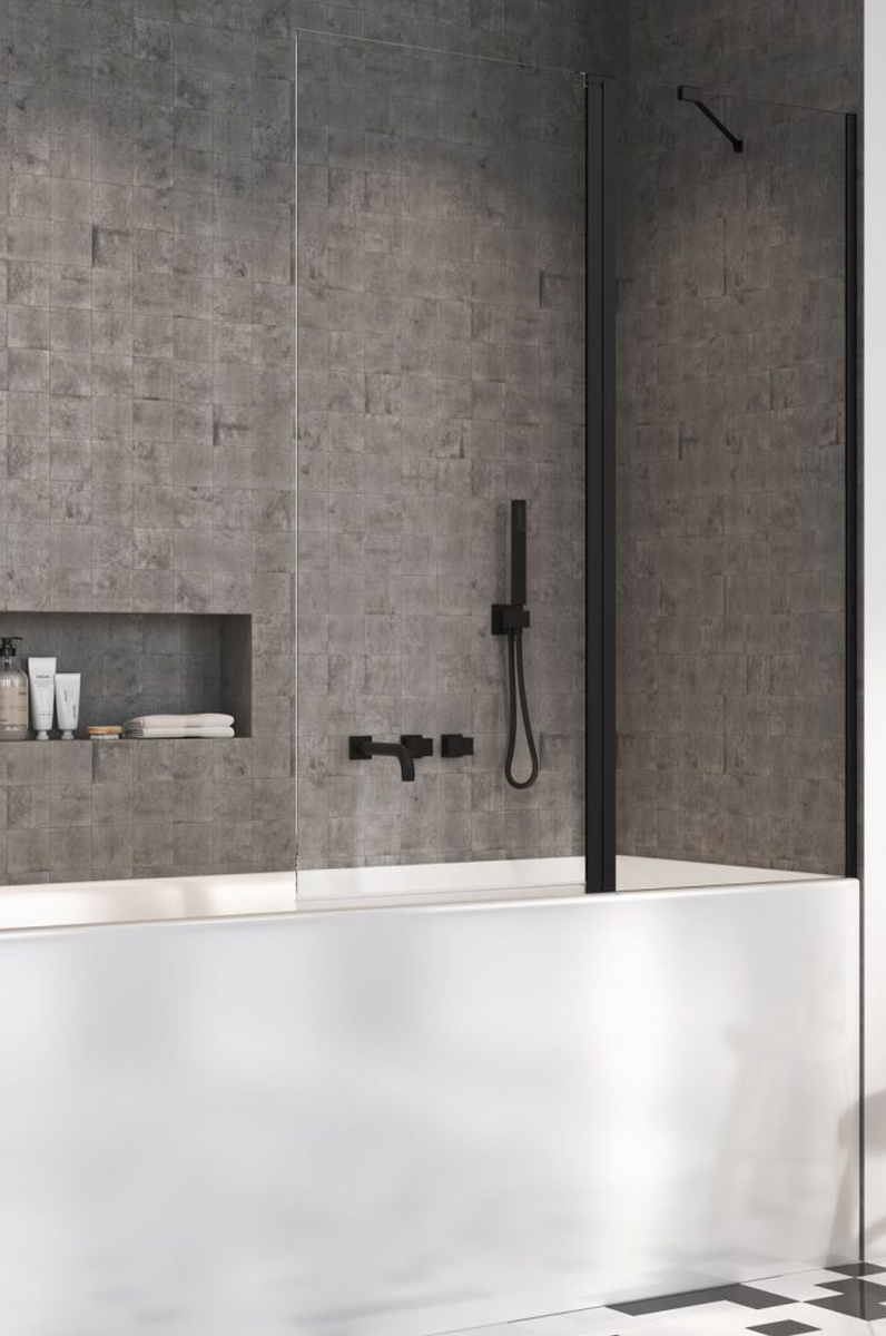 Radaway Nes Black PND II parawan nawannowy 120 cm prawy czarny mat/szkło przezroczyste 10009120-54-01R