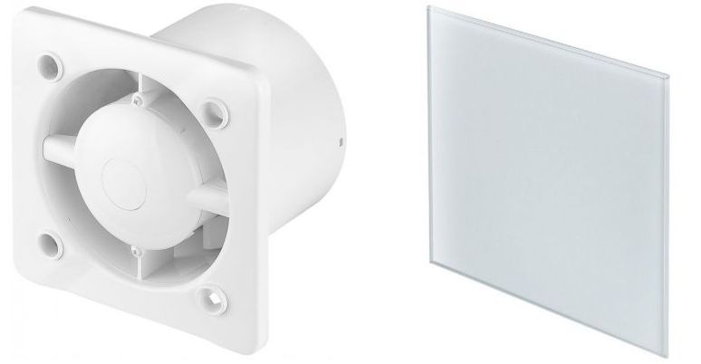 Awenta System+ Silent 100 wentylator ścienno-sufitowy z panelem ozdobnym białe szkło (KWS100, PTG100) - Wysyłka w 24h